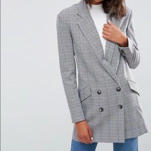 ASOS Check Print Plaid Women’s Grey Blazer